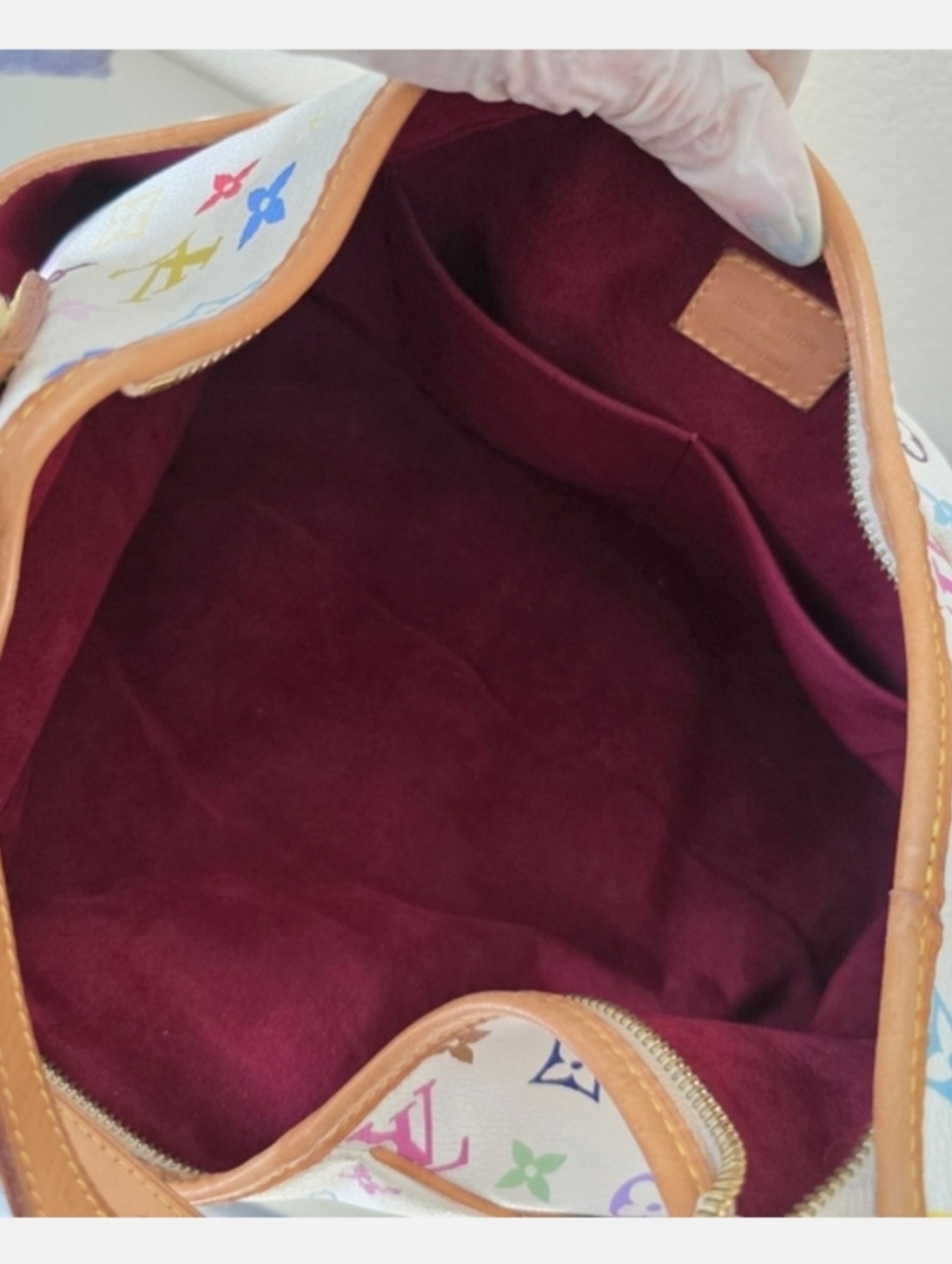 ♥RARE Louis Vuitton White Murakami Multicolor Monogram Gold Studded Shoulder Bag - Picture 12 of 15